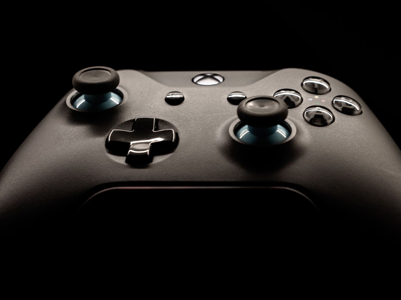 Close up shot of a wireless game controller Close up shot of a wireless game controller