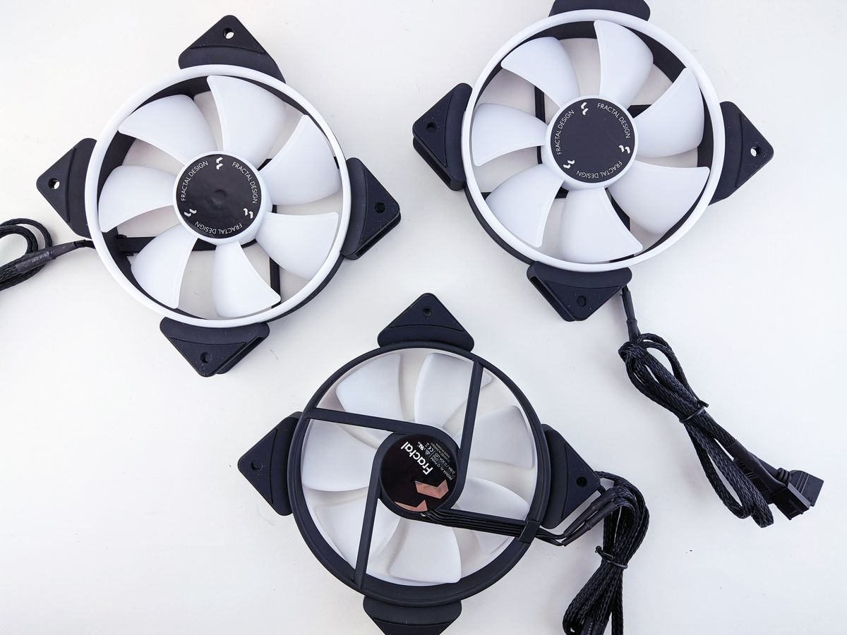 Top-down view of high-performance computer cooling fans Top-down view of high-performance computer cooling fans