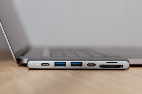 Close up of laptop USB ports used to test a different port Close up of laptop USB ports used to test a different port