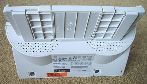 Fujitsu ScanSnap document scanner rear power and USB ports Fujitsu ScanSnap document scanner rear power and USB ports