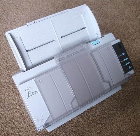 Fujitsu ScanSnap compact document scanner with tray closed Fujitsu ScanSnap compact document scanner with tray closed