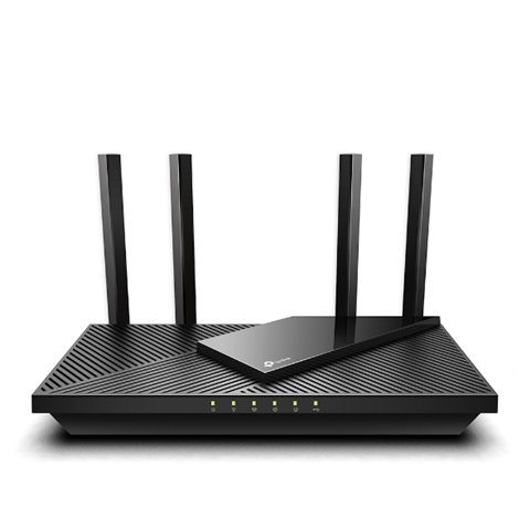 TP-Link Archer wireless router with four antennas photographed on white background TP-Link Archer wireless router with four antennas photographed on white background
