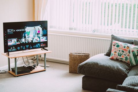 Television screen displaying content, representing live TV viewing