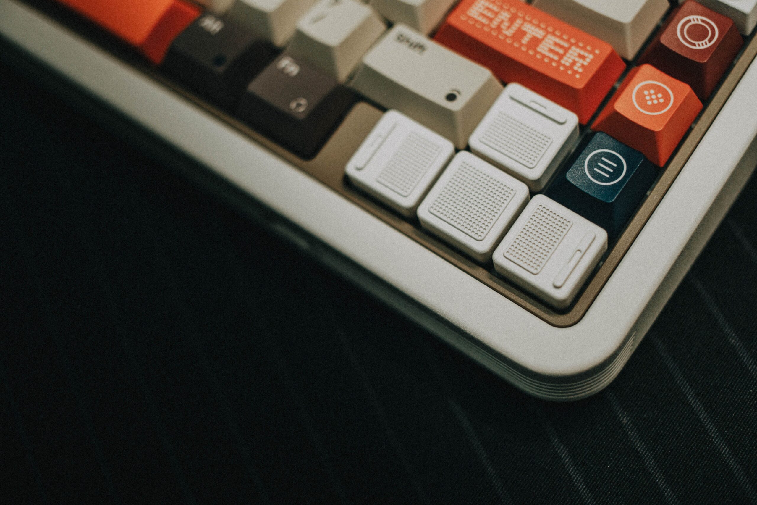 Close up view of programmable macro keys on a customizable control panel Close up view of programmable macro keys on a customizable control panel
