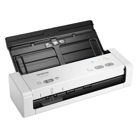 Brother ADS-1250W scanner shown from the side with the paper feed tray extended Brother ADS-1250W scanner shown from the side with the paper feed tray extended