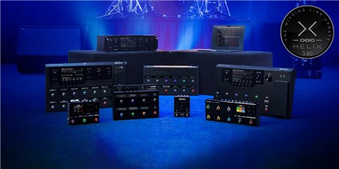 Line 6 Helix and HX Stomp multi-effects units on stage connected for a firmware update Line 6 Helix and HX Stomp multi-effects units on stage connected for a firmware update