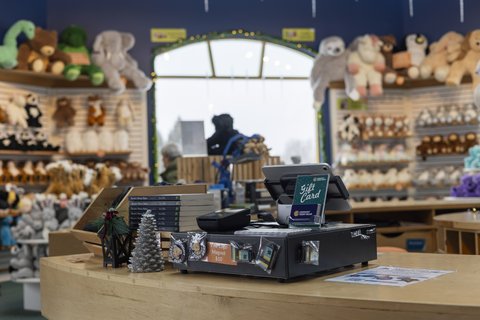 Retail store checkout counter where a receipt printer would typically sit Retail store checkout counter where a receipt printer would typically sit