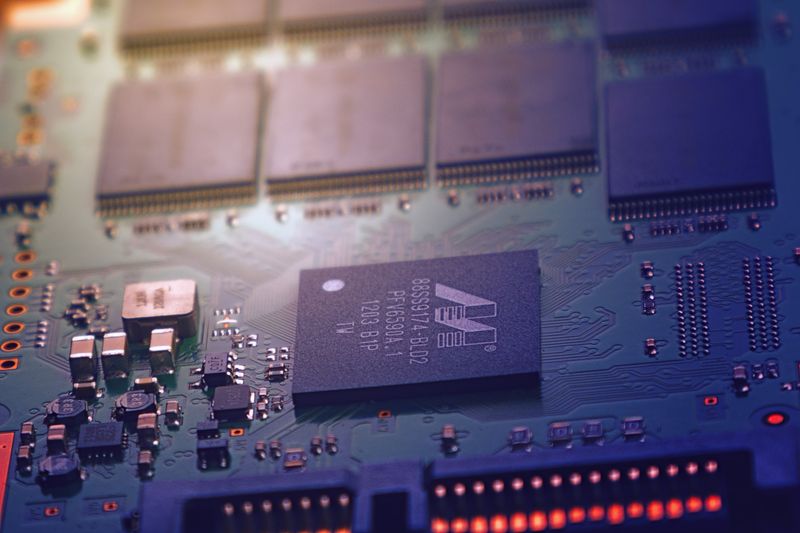 Close up of a microcontroller circuit board typical of embedded debugging targets